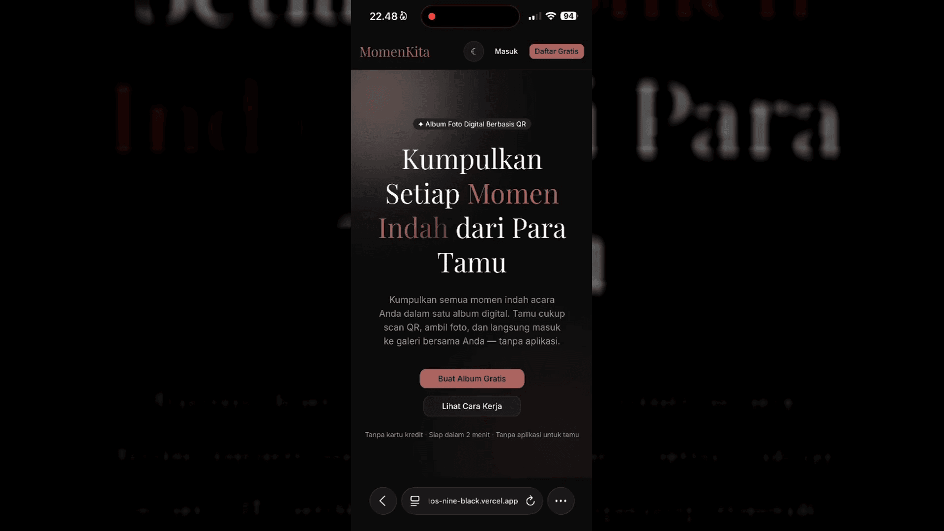 MomenKita — QR photo-sharing landing page